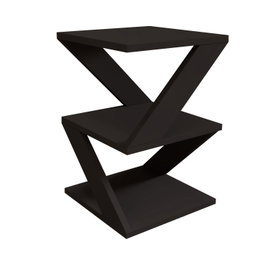 Hanah Home Mesa Auxiliar Albeni - Black, Tablero de Partículas Recubierto de Melamina, Múltiples Estantes, Color Negro